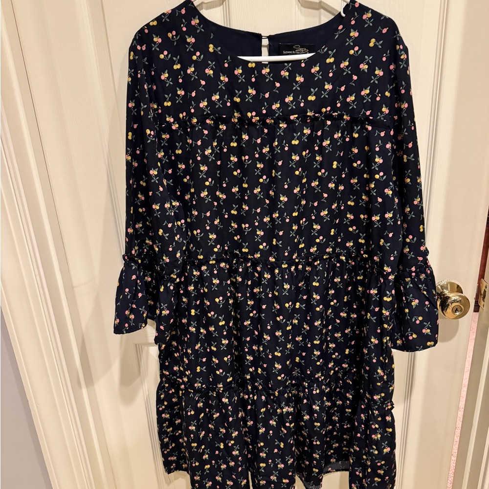 Floral/fruit Dress - Navy